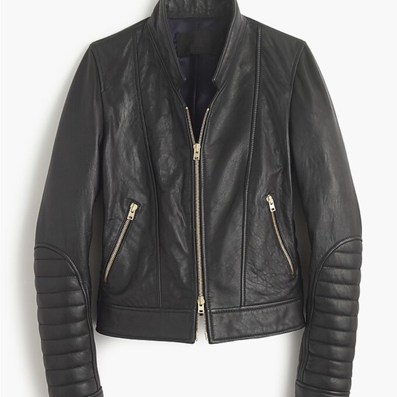 J. Crew Collection Leather Jacket 6 BLUE - Picture 2 of 16